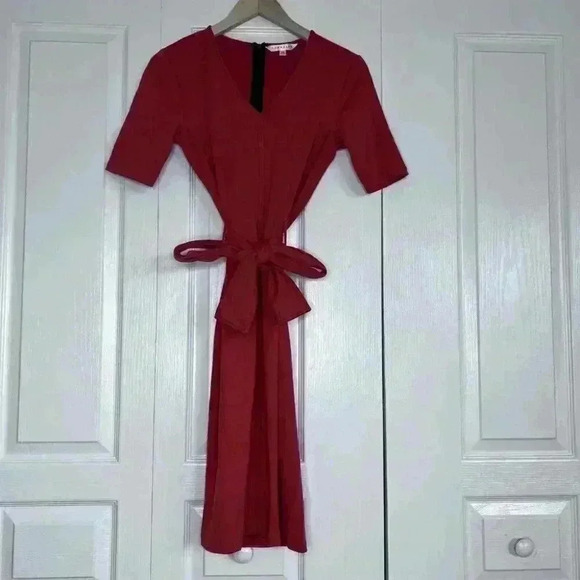 Downeast Orange Rayon Blend Tie a waist Womens Size XS Shirt Dress - Picture 1 of 9